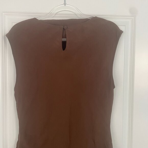 ASOS Design Cowl Neck Hitched Hem Cupro Mini Dress Brown Size 10 - Picture 9 of 13